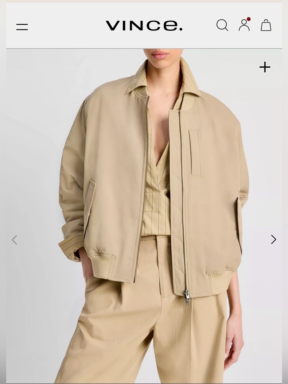 Vince Relaxed Tech Fabric Zip-Front Bomber Jacket -size S